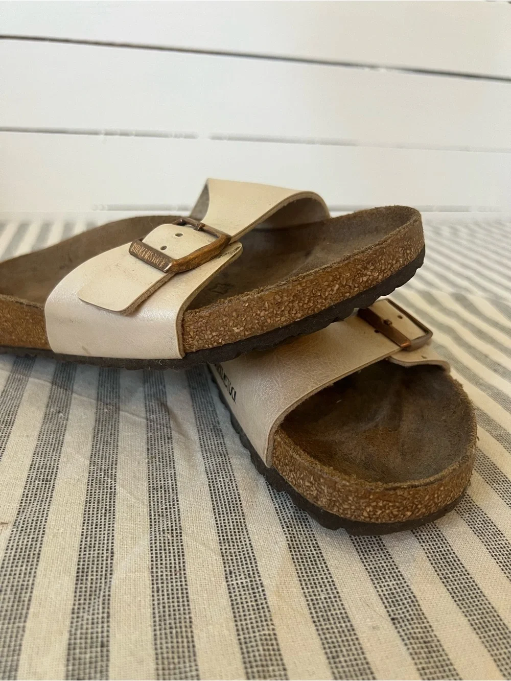 Birkenstock Madrid sandals in Graceful Pearl White
